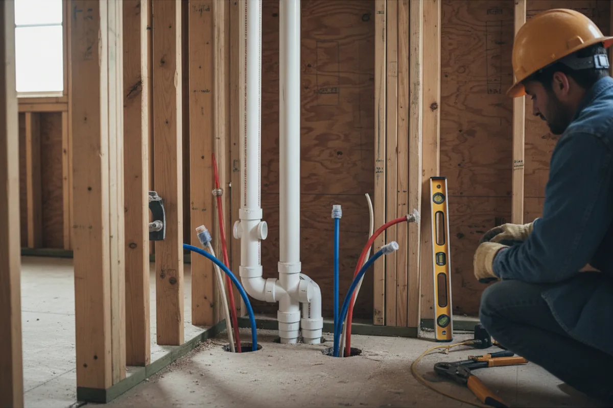 Drain and supply rough-in during Leak Detection in Glenview